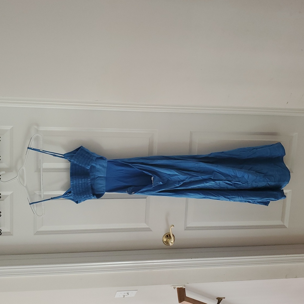 ALC RTR Blue Spaghetti Strap Midi Cutout Satin Dress Size 4 - Picture 6 of 16